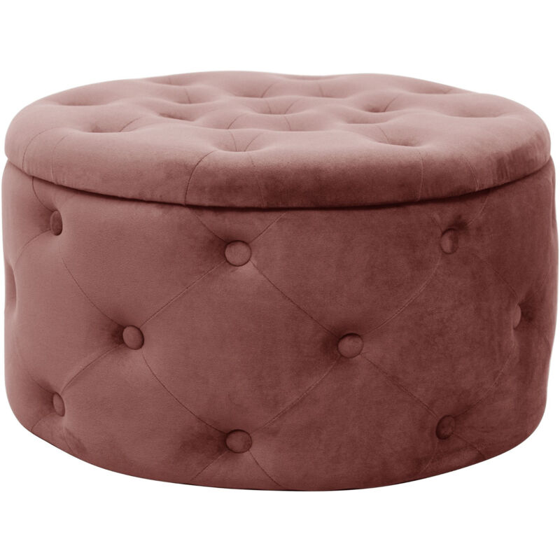foto del prodotto akord pouf a scomparto rotonda in velluto trapuntato alia colore rose