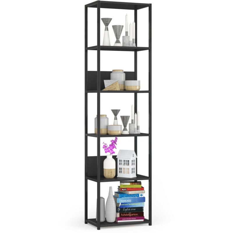 foto del prodotto akord scaffale stilo loft con ripiani in legno 50 cm nera 50 cm 50x32x192 cm