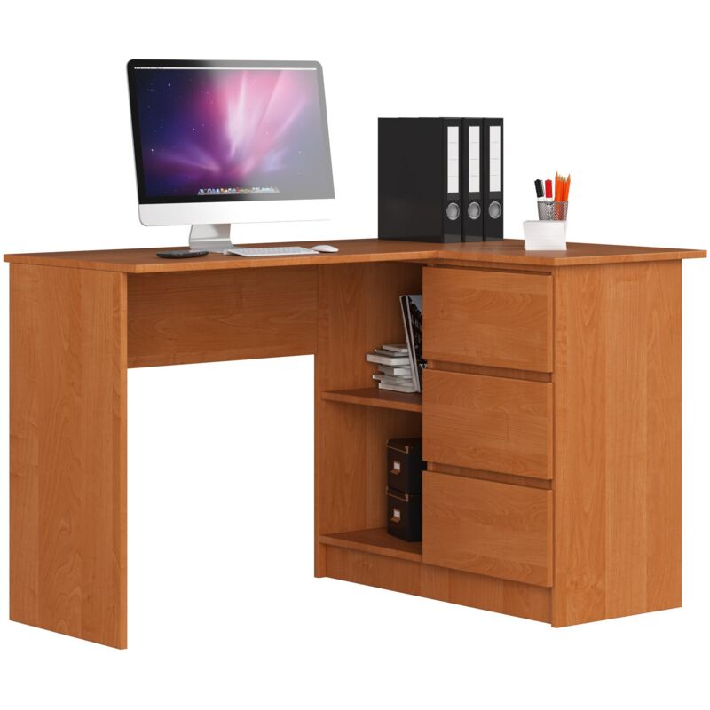 foto del prodotto akord scrivania angolare b16 ontano 124 cm 3 cassetti 124x85x77 cm modello a destra