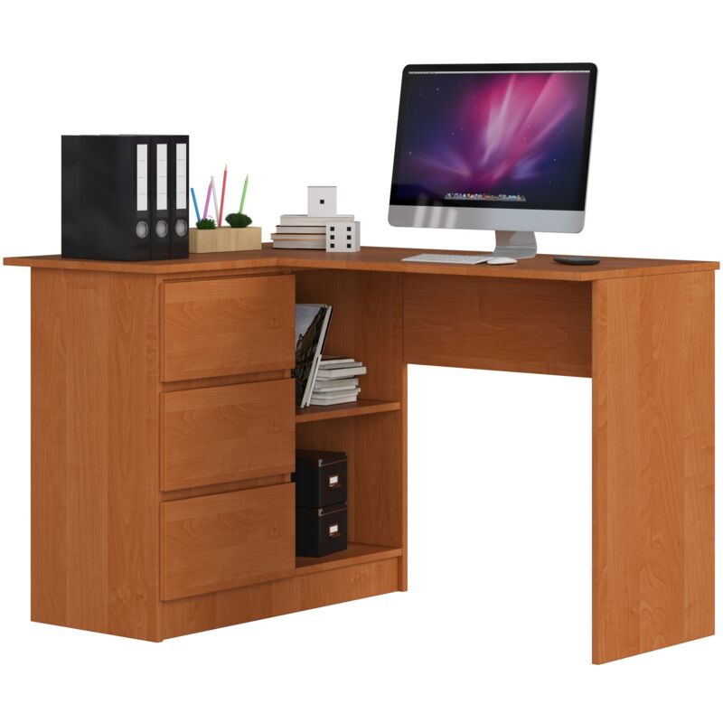 foto del prodotto akord scrivania angolare b16 ontano 124 cm 3 cassetti 124x85x77 cm modello a sinistra