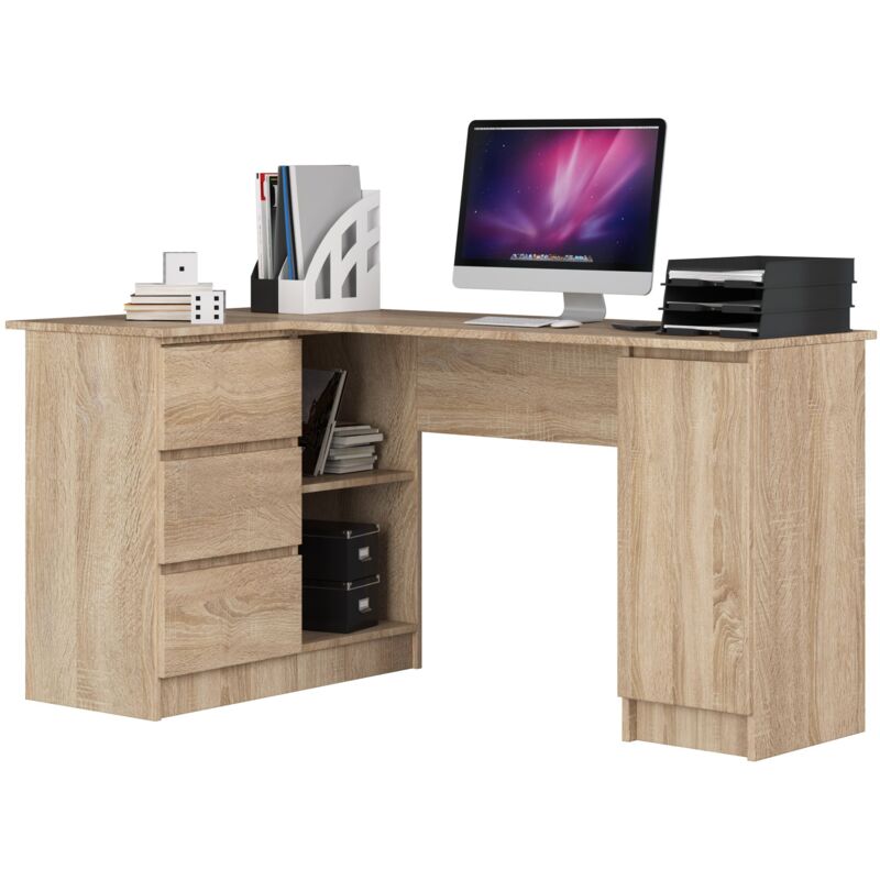 foto del prodotto akord scrivania angolare b20 sonoma quercia 155 cm 1 anta 3 cassetti 155x85x77 cm modello a sinistra