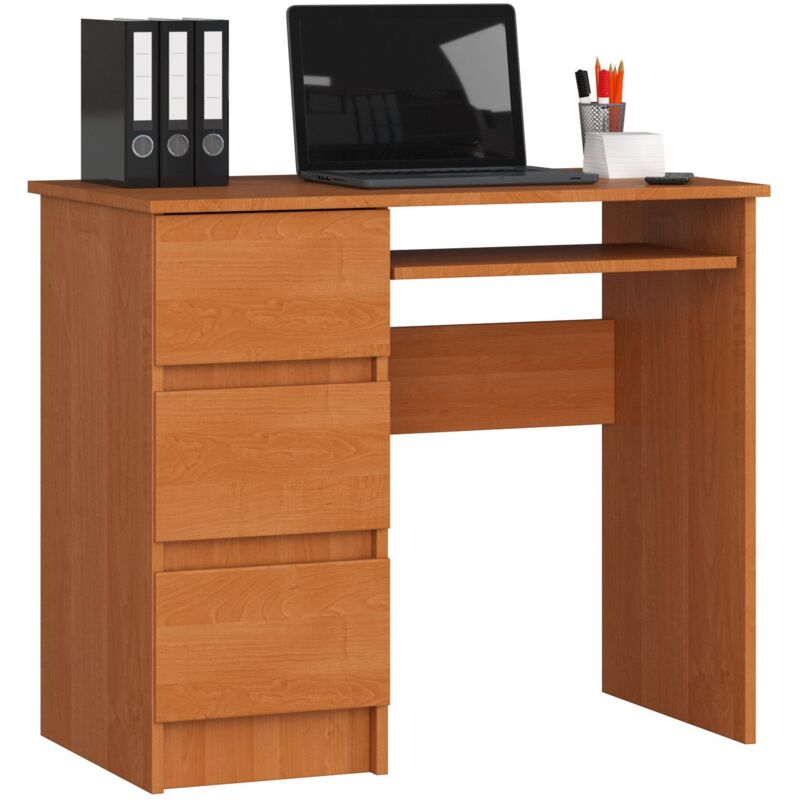 foto del prodotto akord scrivania per computer a6 ontano 90 cm 3 cassetti 90x50x77 cm modello a sinistra