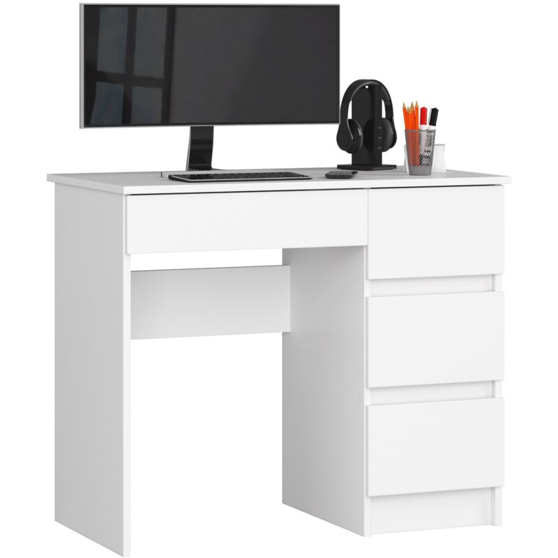 foto del prodotto akord scrivania per computer a7 bianco 90 cm 4 cassetti 90x50x77 cm modello a destra