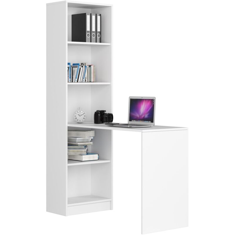 foto del prodotto akord scrivania smart con libreria bianco 125 cm 125x50x180 cm