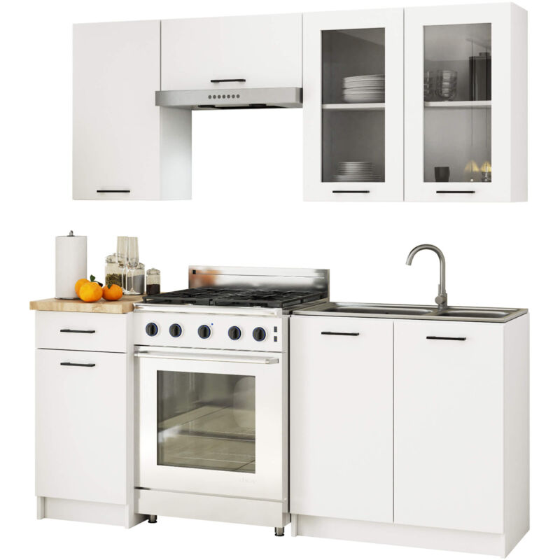 foto del prodotto akord set di mobili da cucina oliwia 180 cm bianco 180 cm 7 porte 1 cassetto 180x46x203 cm