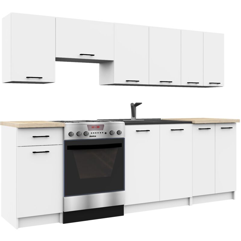 foto del prodotto akord set di mobili da cucina oliwia 240 cm bianco 240 cm 11 ante 1 cassetto 240x46x203 cm