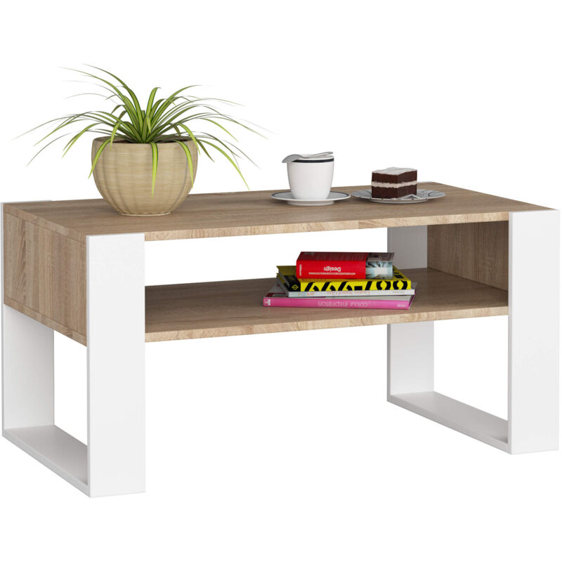 foto del prodotto akord tavolino da caff domi sonoma quercia 92 cm colore bianco 92x53x45 cm