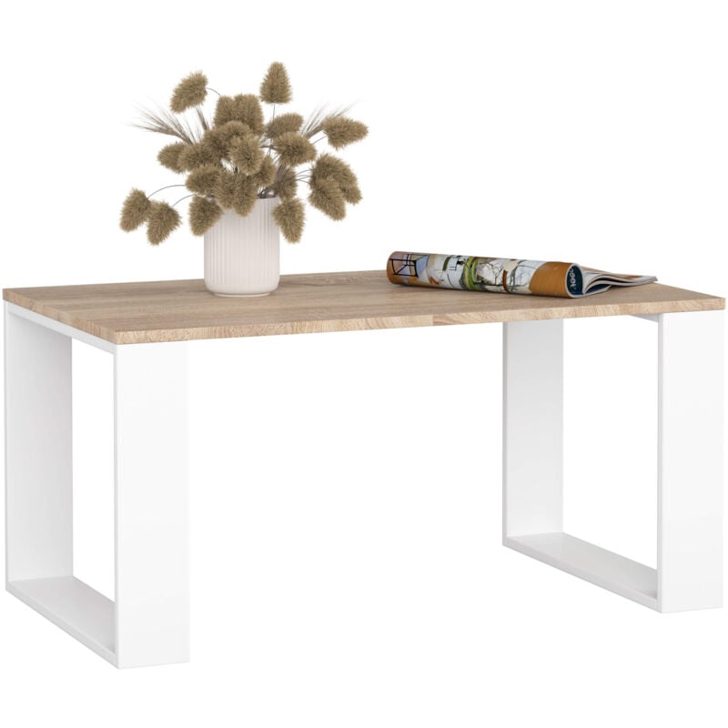 foto del prodotto akord tavolino da caff nox sonoma quercia 92 cm gambe bianche 92x53x45 cm