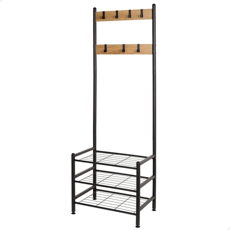 foto del prodotto aktive 18428 max home scarpiera ingresso ingresso e appendiabiti da terra, 7 ganci rimovibili e 3 ripiani conservazione, 60 x 40 x 175 cm,