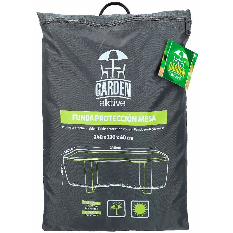 foto del prodotto aktive copertura per tavolo da giardino 240x130x60 cm, rettangolare impermeabile, poliestere 100 g m , chiusura regolabile, resistente all acqua e