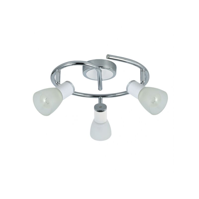 foto del prodotto akunadecor lampada da soffitto rotonda de 3 faretti orientabili modello cholo bianco cromo