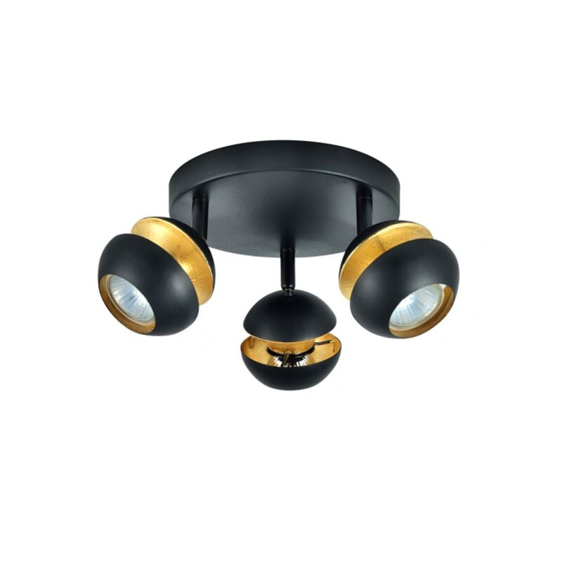 foto del prodotto akunadecor plafoniera de 3 faretti per bagno modello beethoven nero oro