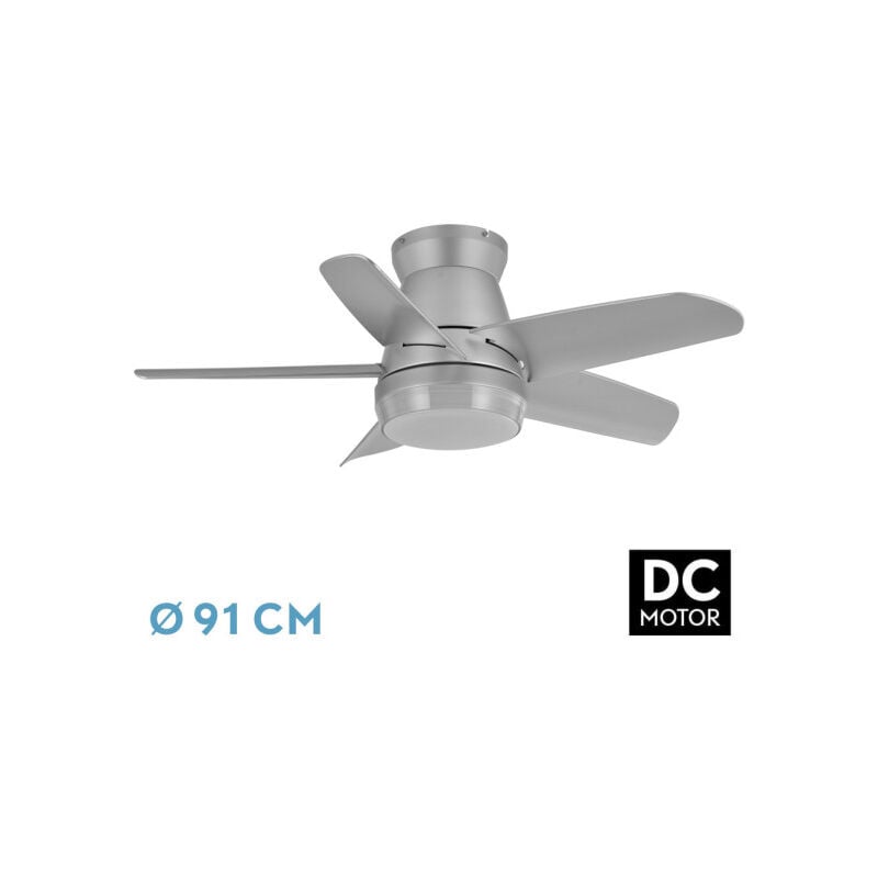 foto del prodotto akunadecor ventilatore dc neutron silver led 3 posizioni e telecomando