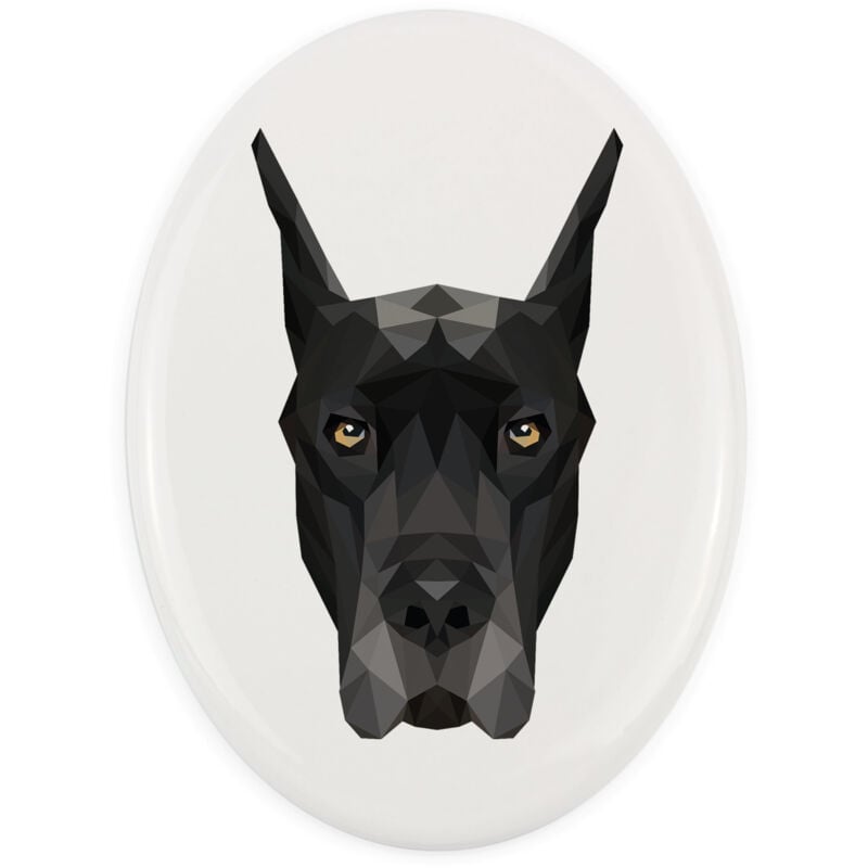 foto del prodotto alano piatto con foto e iscrizione geometrica di art dog