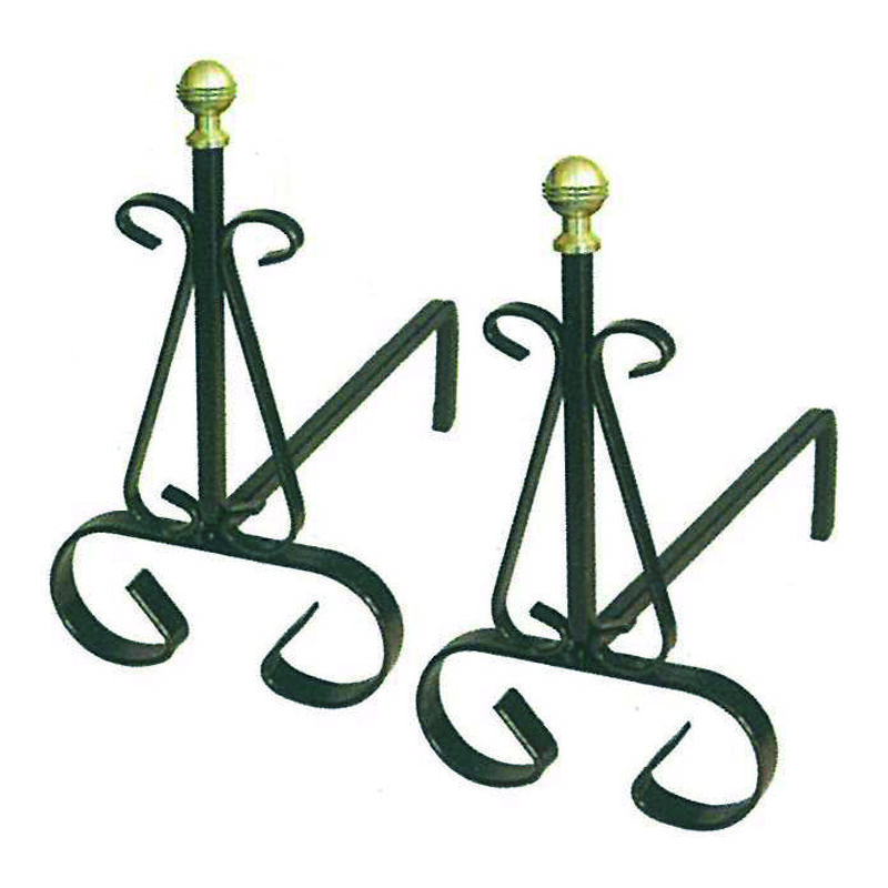 foto del prodotto alari per camino con pomoli in ottone cm.19x31x30h.