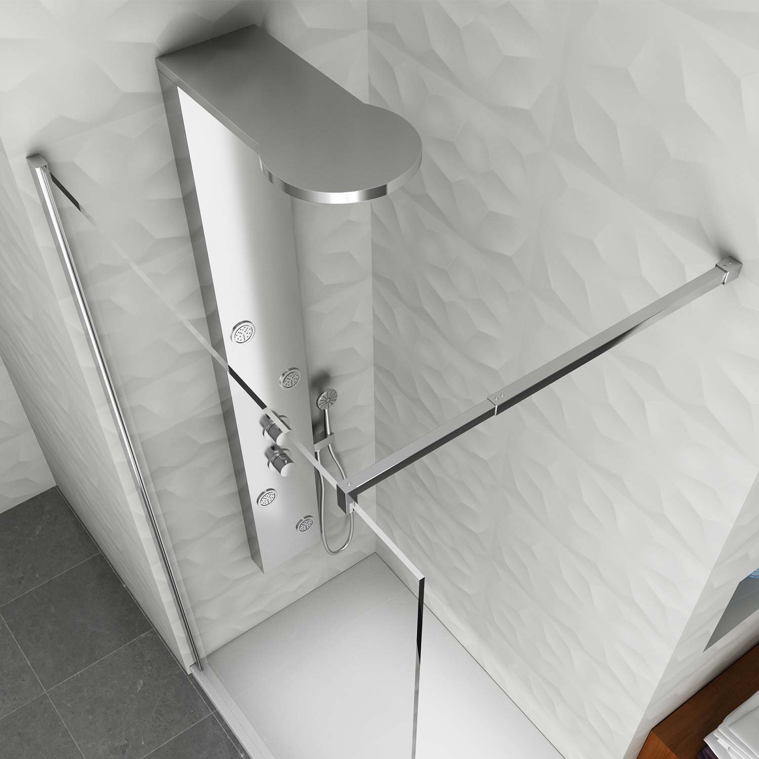 foto del prodotto alaska - pannello acciaio inox cromato 4 vie