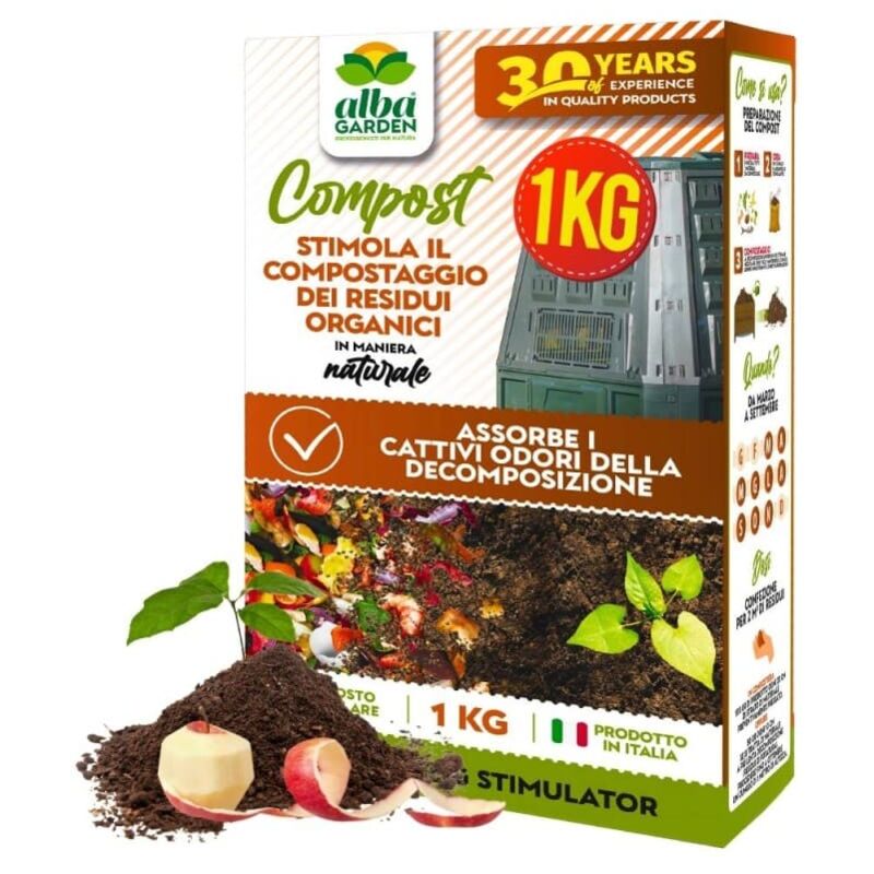 foto del prodotto albagarden attivatore di compostaggio per compostiera da giardino acceleratore biologico naturale x 1 kg