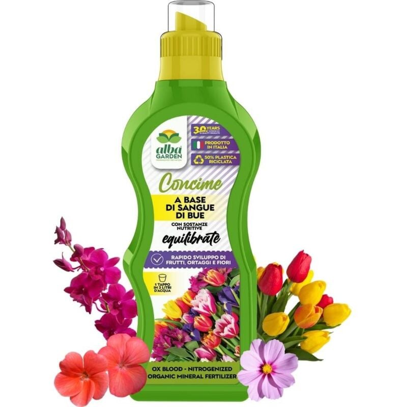 foto del prodotto albagarden concime naturale biologico, liquido concentrato al sangue di bue fertilizzante azotato nutriente rapido sviluppo vegetativo x 1 kg