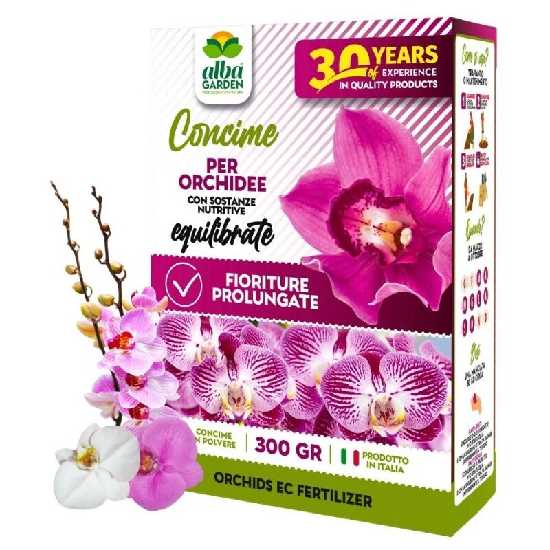 foto del prodotto albagarden concime naturale biologico, per orchidee nutrimento granulare per piante ornamentali in piena terra per interno esterno x 300 g