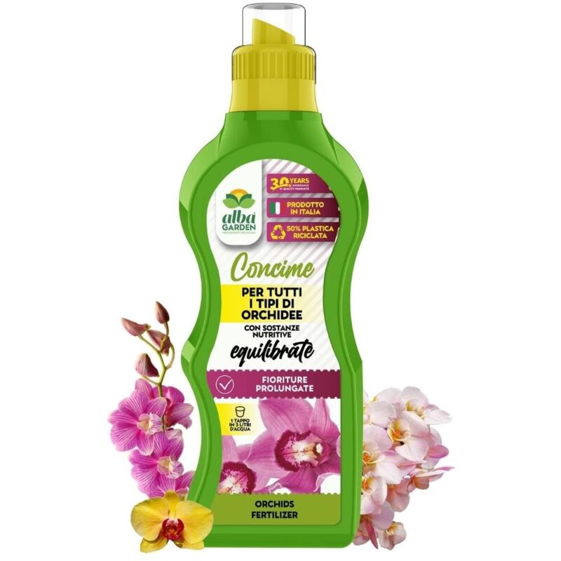 foto del prodotto albagarden concime naturale biologico, per orchidee nutrimento liquido per piante ornamentali in piena terra per interno esterno x 500 g