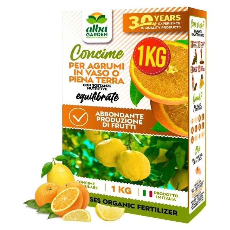 foto del prodotto albagarden concime per agrumi naturale biologico, fertilizzante granulare idrosolubile per arancio limone mandarino x 1 kg