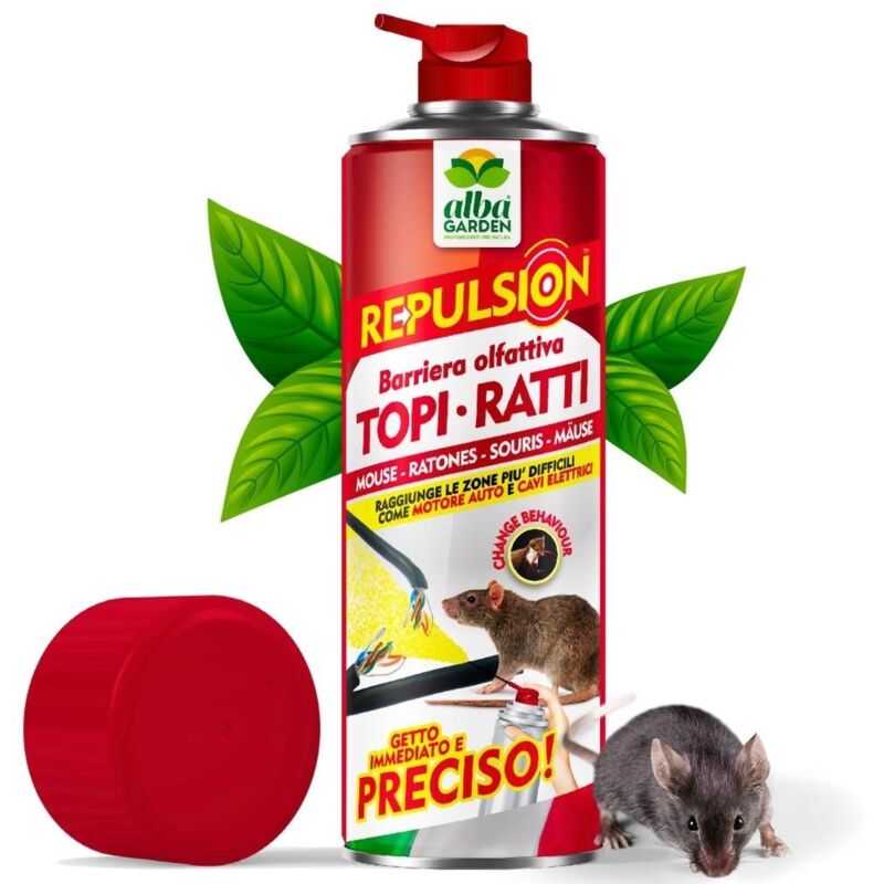 foto del prodotto albagarden disabituante repellente topi ratti spray gas per topi effetto immediato dissuasore ratti per interno ed esterno spray x 600 ml