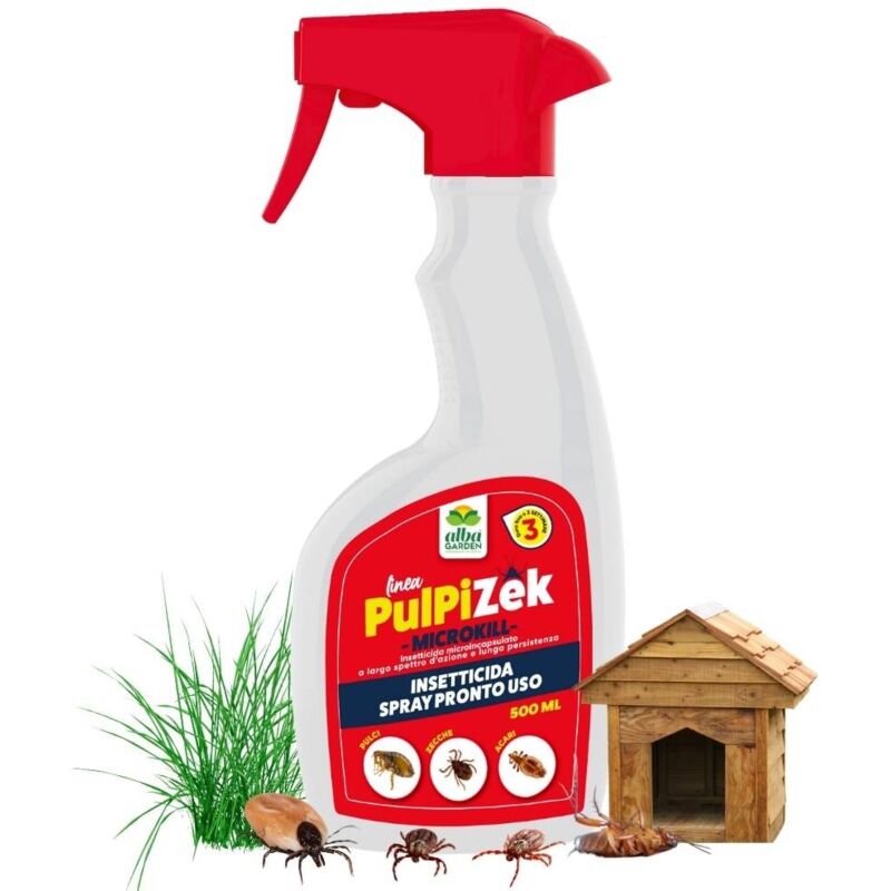 foto del prodotto albagarden insetticida acaricida pulci zecche acari, rapida azione, multinsetto per acari zecche pulci blatte, interno ed esterno spray x 500 ml