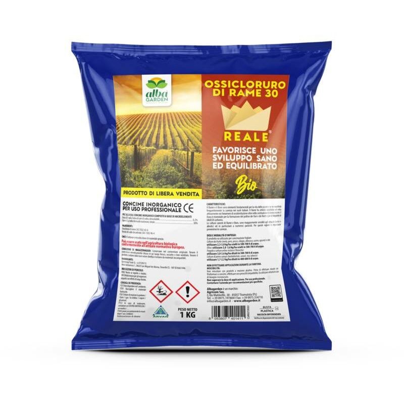 foto del prodotto albagarden ossicloruro di rame 30 concime ce blu biologico per vite orto olivo colture da frutto fragola x 1 kg