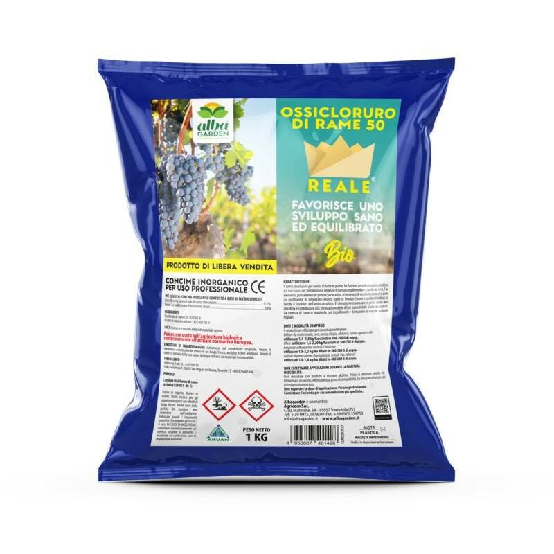 foto del prodotto albagarden ossicloruro di rame 50 concime ce blu biologico per vite orto olivo colture da frutto fragola x 1 kg