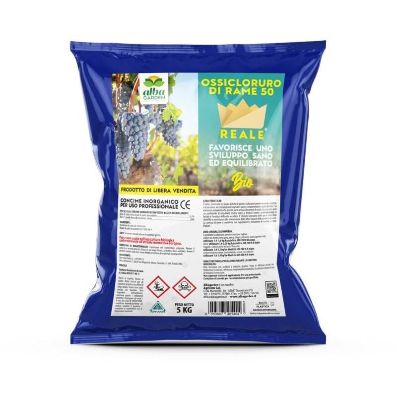 foto del prodotto albagarden ossicloruro di rame 50 concime ce blu biologico per vite orto olivo colture da frutto fragola x 5 kg