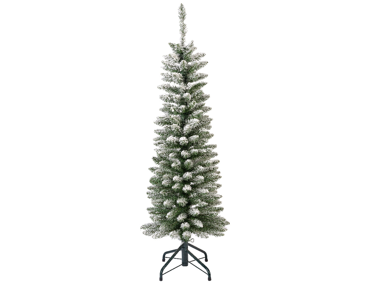 foto del prodotto albelo di natale pencil pine innevato h 150 x 45 cm