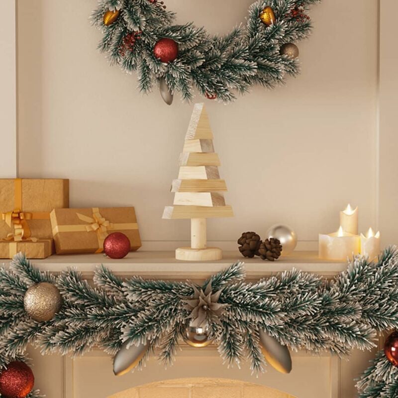foto del prodotto alberi di natale decorativi in legno 2pz 30cm massello di pino vidaxl