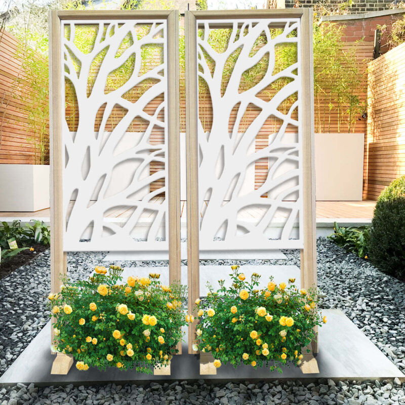 foto del prodotto alberi separ paravento modulabile 70x190cm in legno e pvc colore bianco