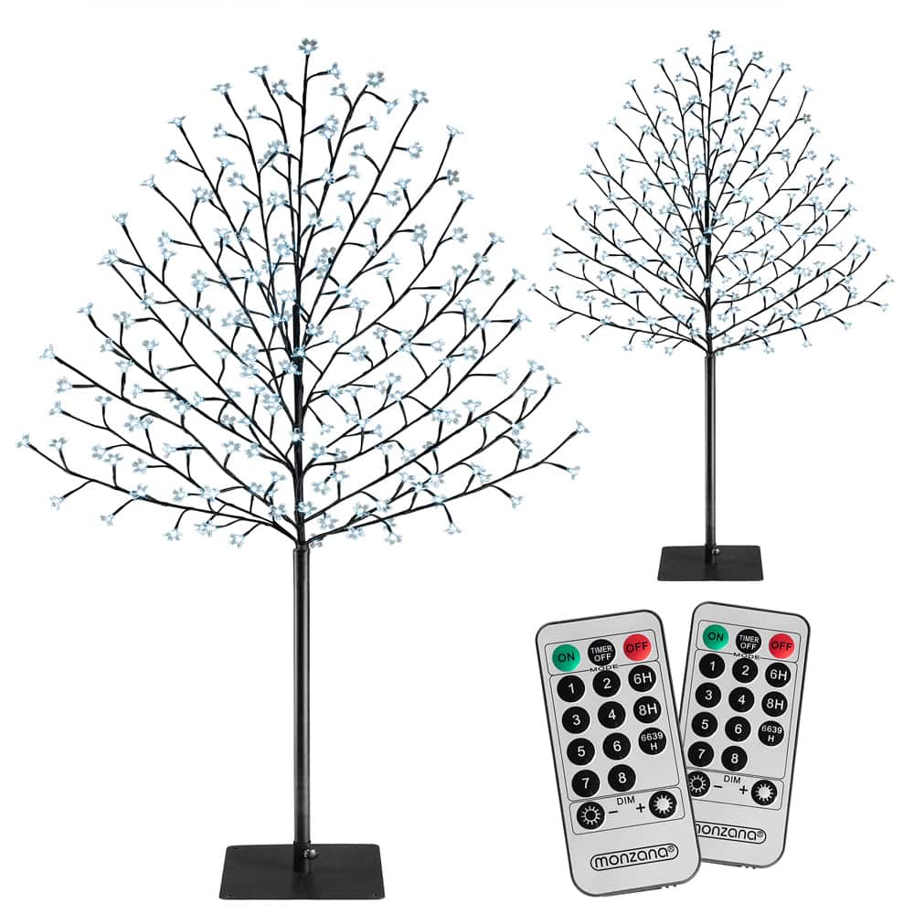 foto del prodotto albero di ciliegio in fiore a led set di 2 blu 220 led 220cm