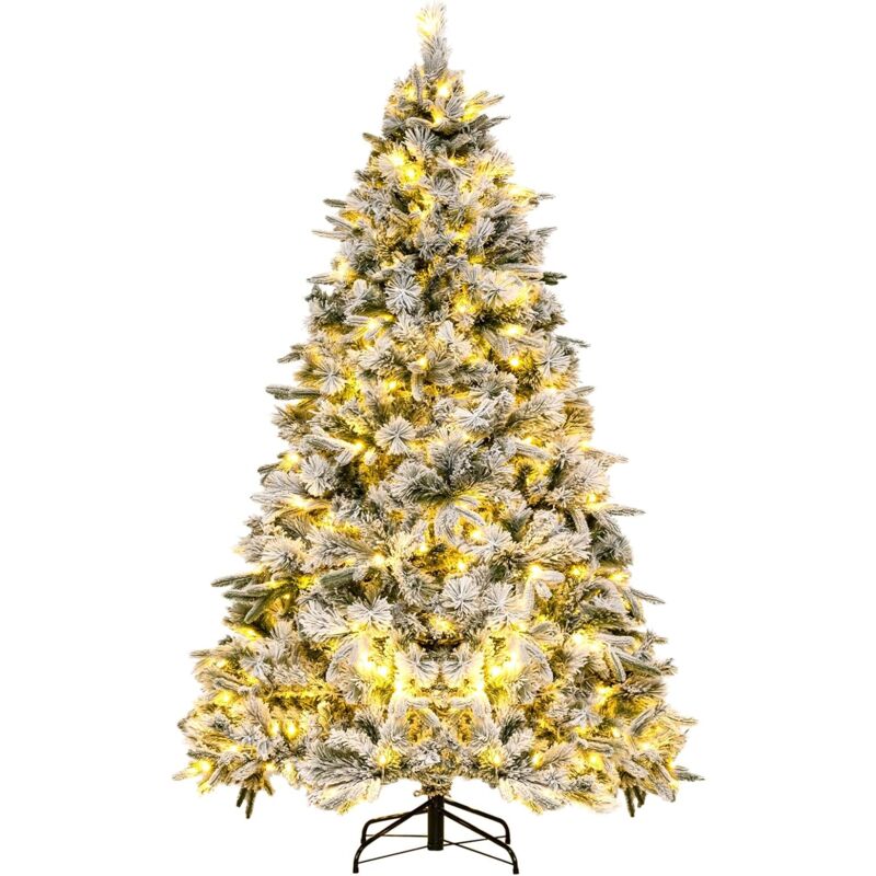 foto del prodotto albero di natale 140cm 180cm, alberi di natale innevato con luci led, apertura ombrello e facile montaggio, per casa e negozio 140cm relax4life