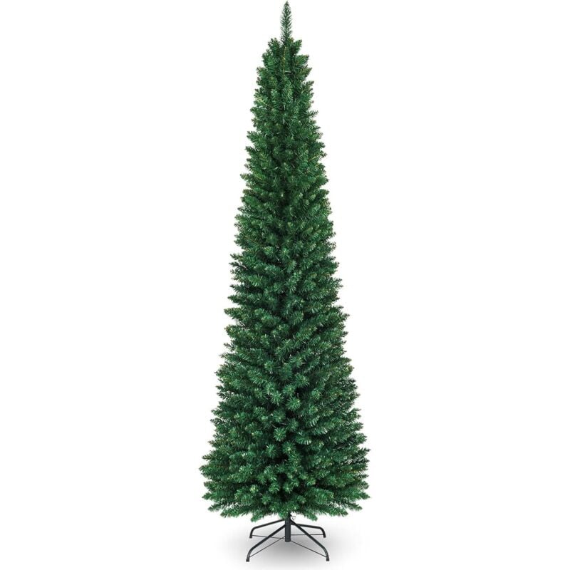 foto del prodotto albero di natale 150 180 210 240 cm, albero di natale slim con 220 400 700 1000 rami folti e realistici e base in metallo, albero di natale
