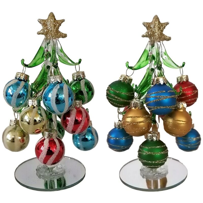 foto del prodotto albero di natale 15cm in vetro con palline per decorazioni addobbi casa vetrine idea regalo natalizia