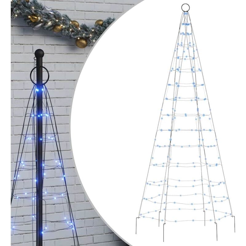 foto del prodotto albero di natale a led su pennone 200 led blu 180 cm vidaxl