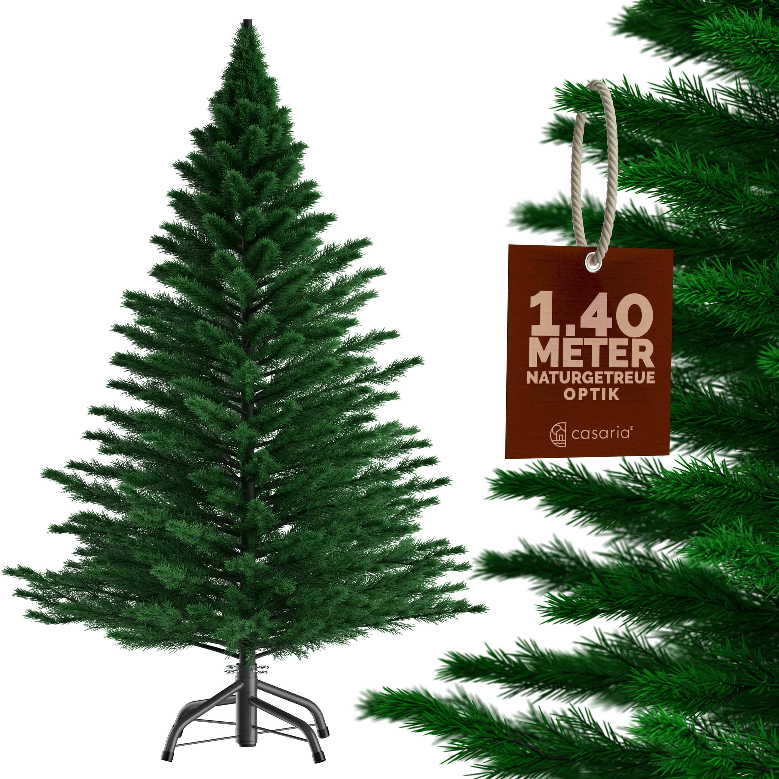 foto del prodotto albero di natale abete artificiale con base 140cm