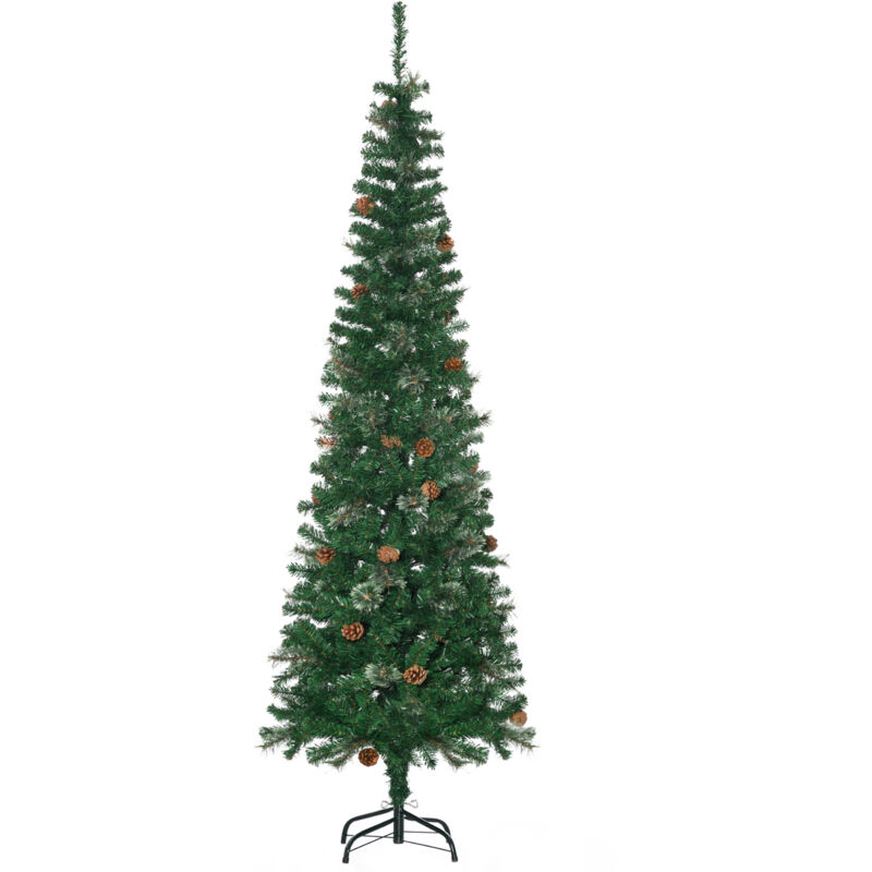 foto del prodotto albero di natale alto e stretto 195cm con pigne decorative e 556 rami homcom