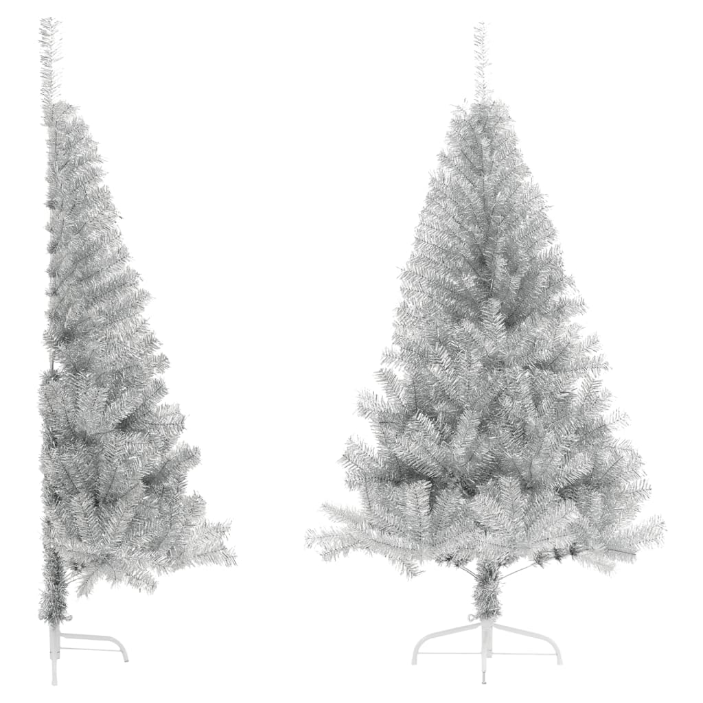 foto del prodotto albero di natale artificiale a met con base argento 180 cm pvc