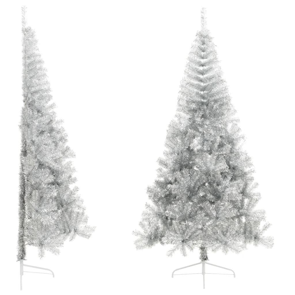 foto del prodotto albero di natale artificiale a met con base argento 240 cm pvc