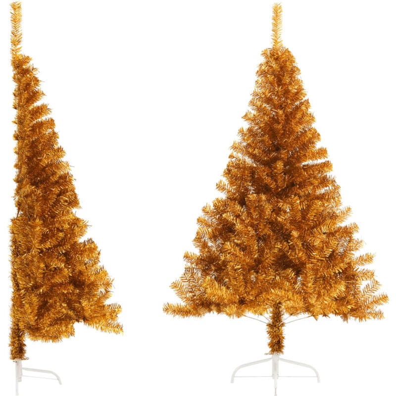 foto del prodotto albero di natale artificiale a met con supporto oro 120 cm pet vidaxl