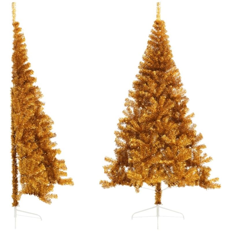 foto del prodotto albero di natale artificiale a met con supporto oro 210 cm pvc