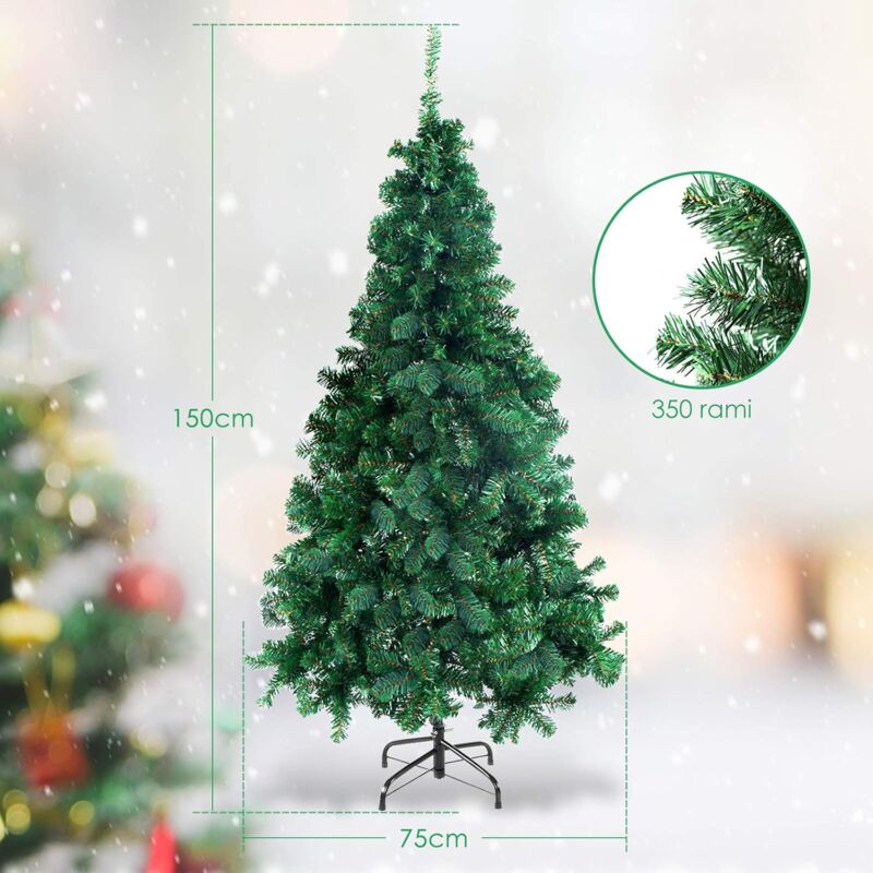 foto del prodotto albero di natale artificiale, albero natalizio realistico e classico, albero decorativo in pvc di alta qualit con base resistente, per salotto e