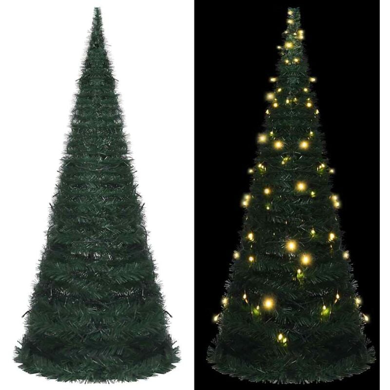 foto del prodotto albero di natale artificiale apribile preilluminato verde 210cm vidaxl