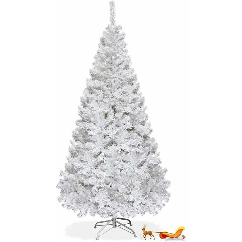 foto del prodotto albero di natale artificiale bianco 150 180 210 240 cm diviso in segmenti con effetto realistico con base stabile, albero decorativo natalizio in