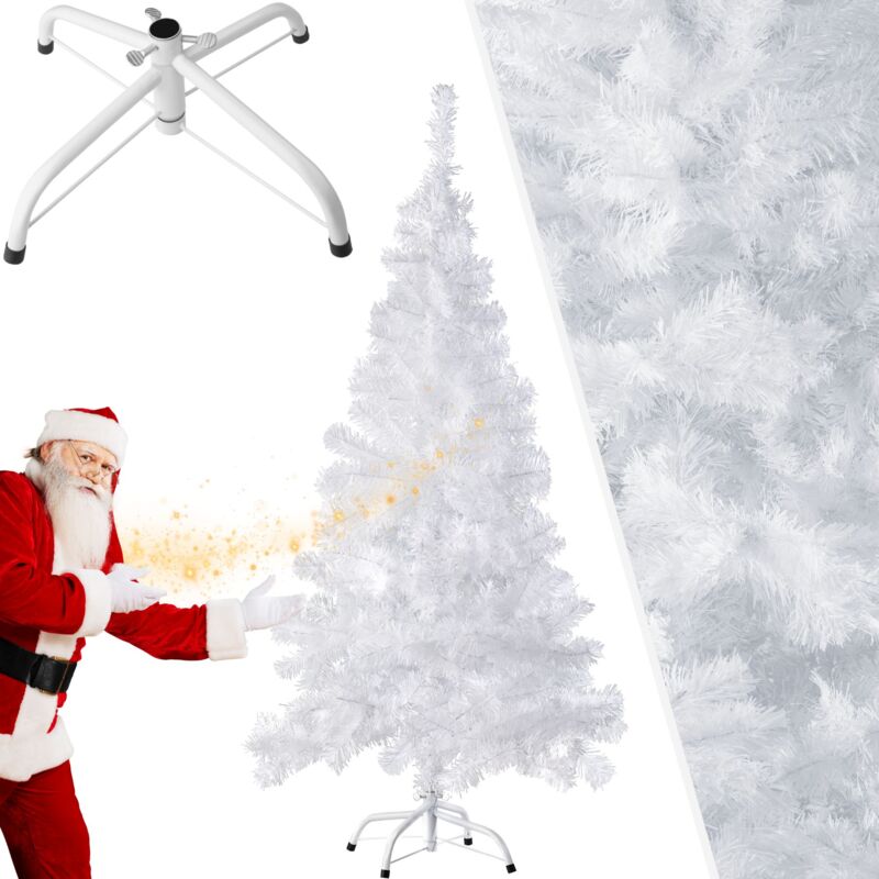 foto del prodotto albero di natale artificiale bianco con sostegno in metallo alberi di natale slim bianco, albero di natale bianco, abete finto 150 cm