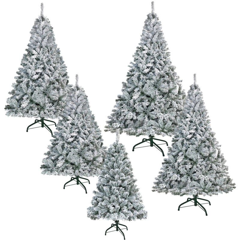 foto del prodotto albero di natale artificiale con supporto per albero di natale, per casa, ufficio, negozi e hotel, bianco naturale con fiocchi di neve, 150 cm aufun