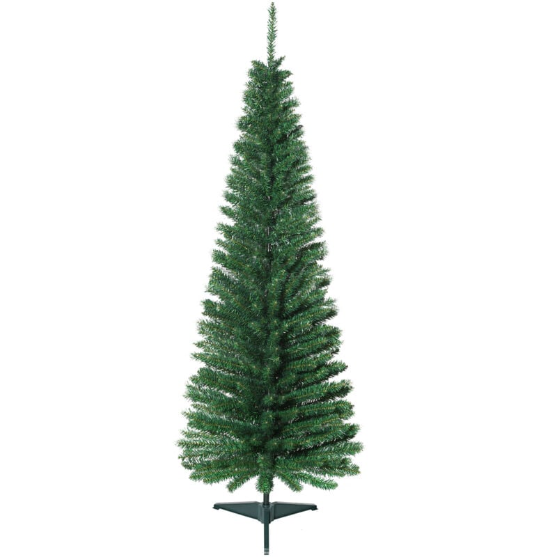 foto del prodotto albero di natale artificiale slim 150cm base in metallo 294 rami verde homcom